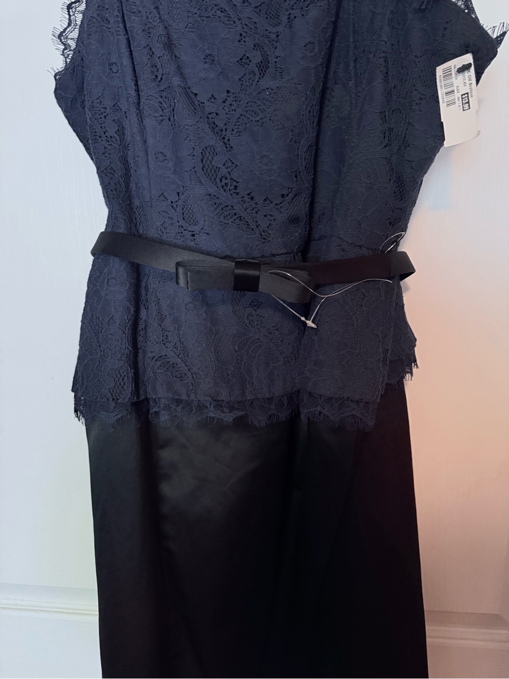Kate Young Black Ribbon Bow Waist Belted Mini Dress